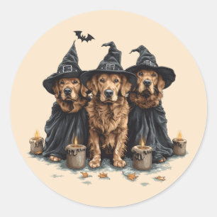 Sticker Rond Chiens de l'Halloween Golden Retriever Jack-o'-lan