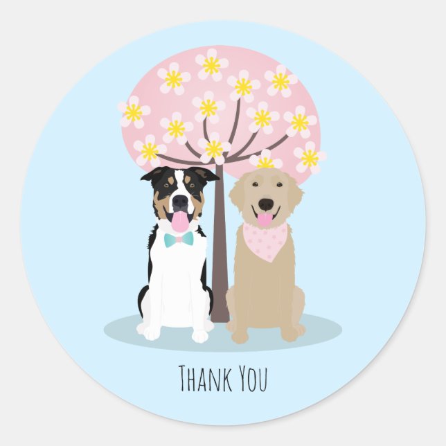 Sticker Rond Chiens De Merci Par Cherry Blossom Tree (Devant)