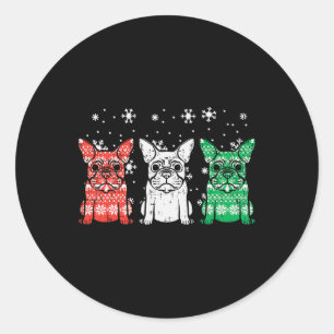 Sticker Rond Chiens de Noël Français Chiens de Noël Hommes Fran