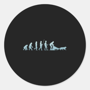 Sticker Rond Chiens de traîneau Husky d'hiver Loup Chien de nei