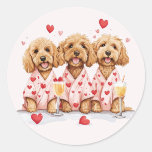 Sticker Rond Chiens de Valentines Day