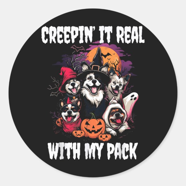 Sticker Rond Chiens d'Halloween (Devant)