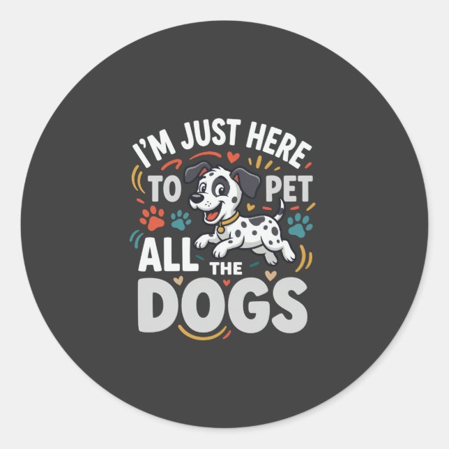 Sticker Rond Chiens Drôles Amoureux Des Animaux Vector (Devant)