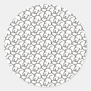 Sticker Rond Chiens drôles assis en dessin animé