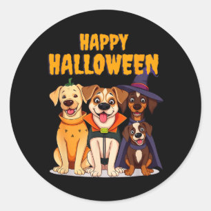 Sticker Rond Chiens drôles d'Halloween mignons - Design unique