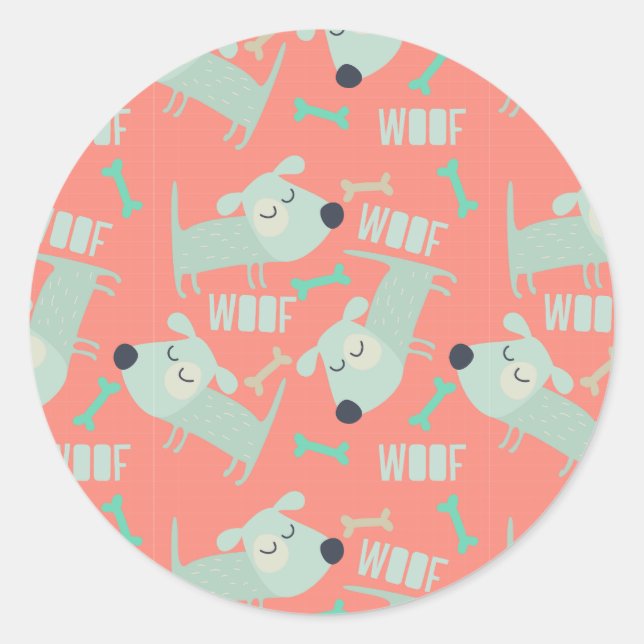 Sticker Rond Chiens et os de Woof (Devant)