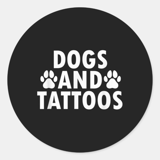 Sticker Rond Chiens Et Tatouages (Devant)