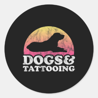 Sticker Rond Chiens Et Tatoueurs Hommes Ou Femmes Chien Et Tato