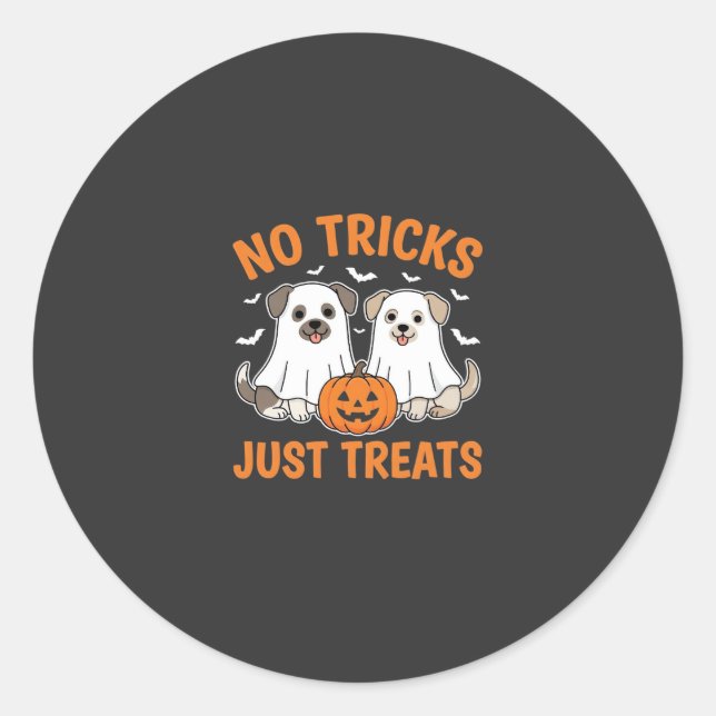 Sticker Rond Chiens fantômes d'Halloween Pas de tours juste des (Devant)