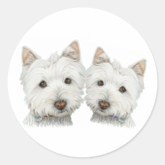 Sticker Rond Chiens mignons Westie