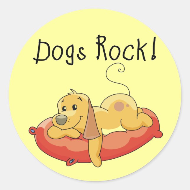 Sticker Rond Chiens Rock Tshirts et cadeaux (Devant)