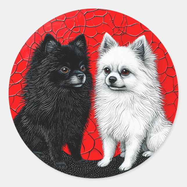 Sticker Rond chiens spitz japonais (Devant)