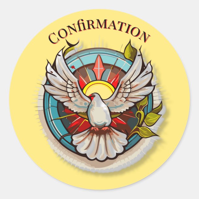 Sticker Rond Chiffre blanc jaune Confirmation religieuse cathol (Devant)