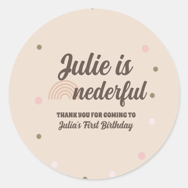 Sticker Rond Chiffre bohème arc-en-ciel premier anniversaire On (Devant)