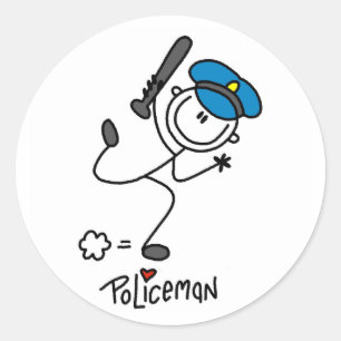 Sticker Rond Chiffre policier de bâton