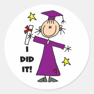 Sticker Rond Chiffre pourpre diplômée de bâton de fille