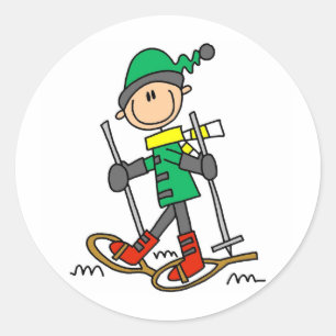 Sticker Rond Chiffre Snowshoeing de bâton