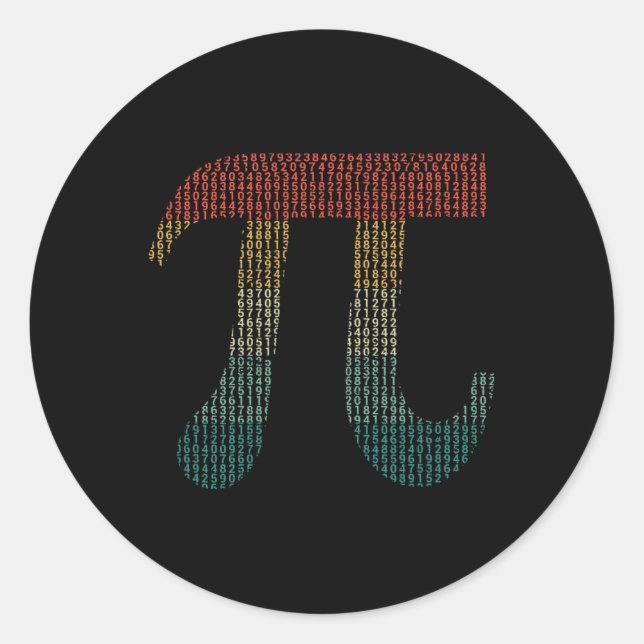 Sticker Rond Chiffres De Pi Dans Les Numéros De Code Source Pi  (Devant)