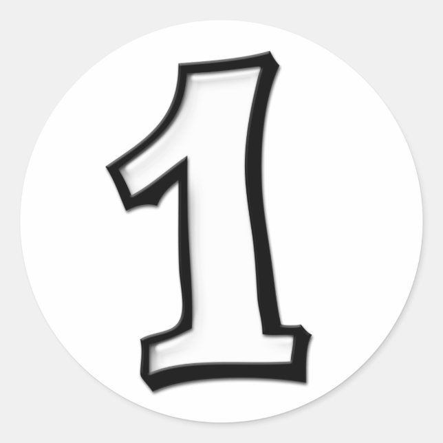 Sticker Rond Chiffres stupides 1 Blancs (Devant)