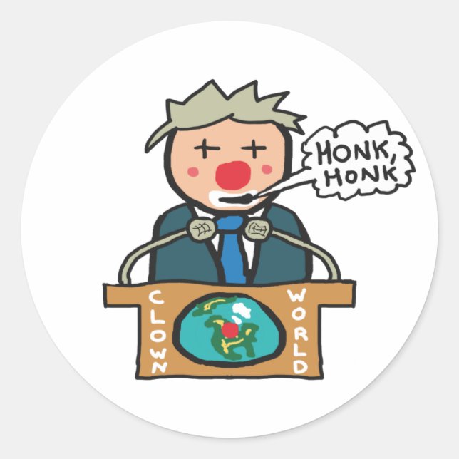 Sticker Rond Chignon clown du monde (Devant)