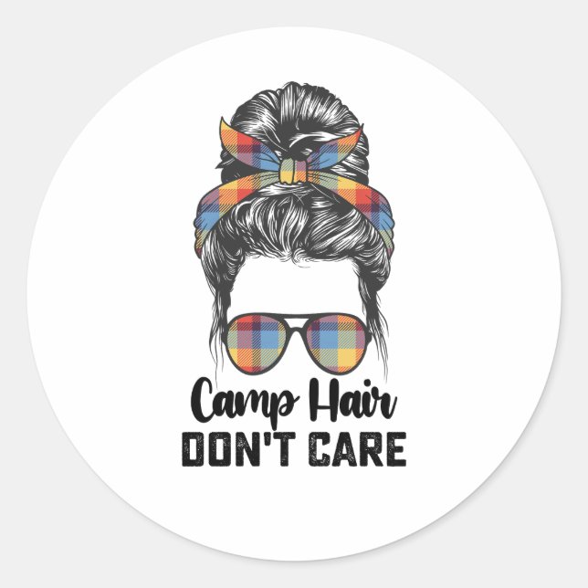Sticker Rond Chignon Désordonné Camp Cheveux N'importe (Devant)