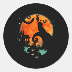 Sticker Rond Chih Tzu Chien Moon Scary Citrouille Halloween Cos