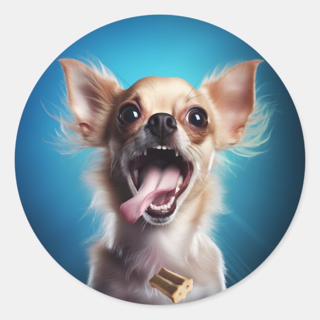 Sticker Rond Chihuahua Action de traitement (Devant)