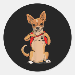 Sticker Rond Chihuahua Chien Tattoo J'aime maman mignonne Chien