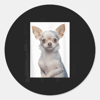Sticker Rond Chihuahua Chig à vapeur avec tatouage Super Chien