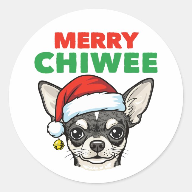 Sticker Rond Chihuahua de Noël (Devant)