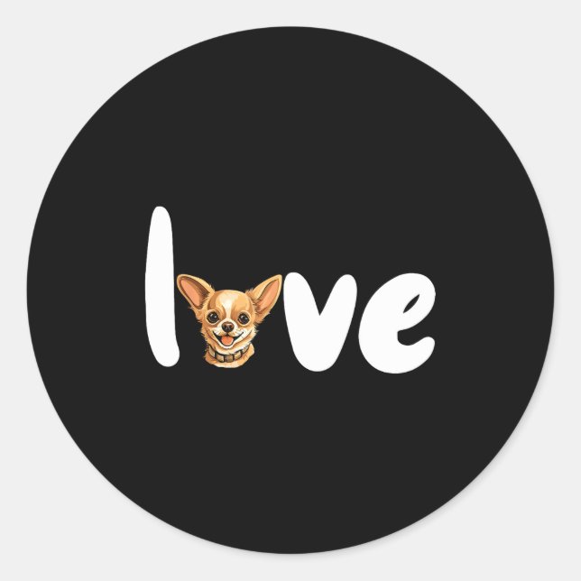 Sticker Rond Chihuahua Dog Love For Valentine's Day  (Devant)