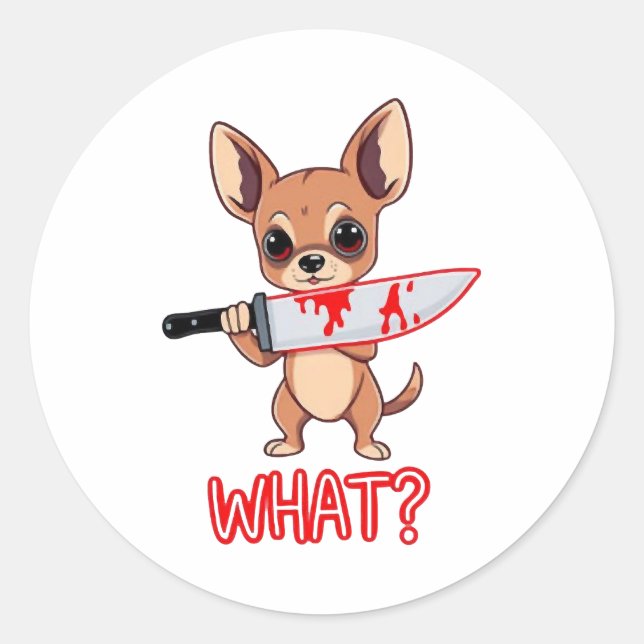 Sticker Rond Chihuahua Douce Petit Chiot (Devant)
