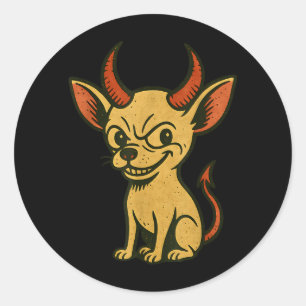 Sticker Rond Chihuahua drôle d'Halloween Chien