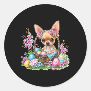 Sticker Rond Chihuahua Easter Chihuahua Bunny Ears Graphique