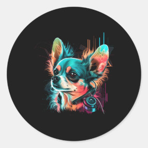 Sticker Rond Chihuahua Electronic Music Techno Festival Colorfu