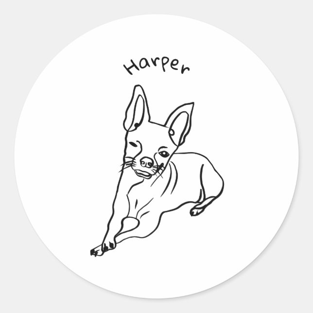 Sticker Rond Chihuahua élégant : Décor Art Personnalisé (Devant)