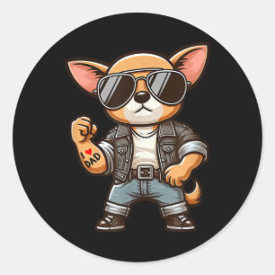 Sticker Rond Chihuahua I Love Papa Funny Chien Tattoo