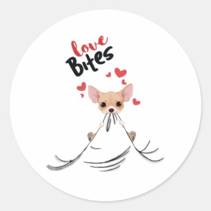 Sticker Rond Chihuahua Love Met Des Cadeaux De La Journée Valen