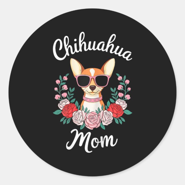 Sticker Rond Chihuahua Maman Chemise Femmes Chihuahua Propriéta (Devant)