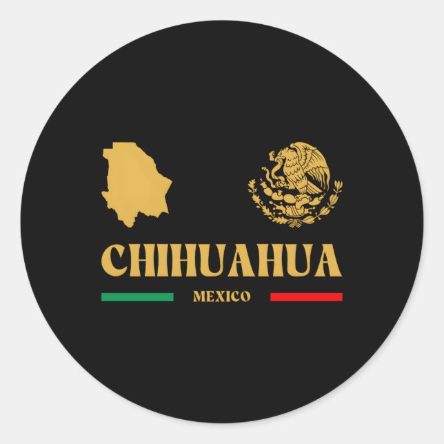 Sticker Rond Chihuahua Mexique avec Emblem Mexicain Chihuahua M (Devant)