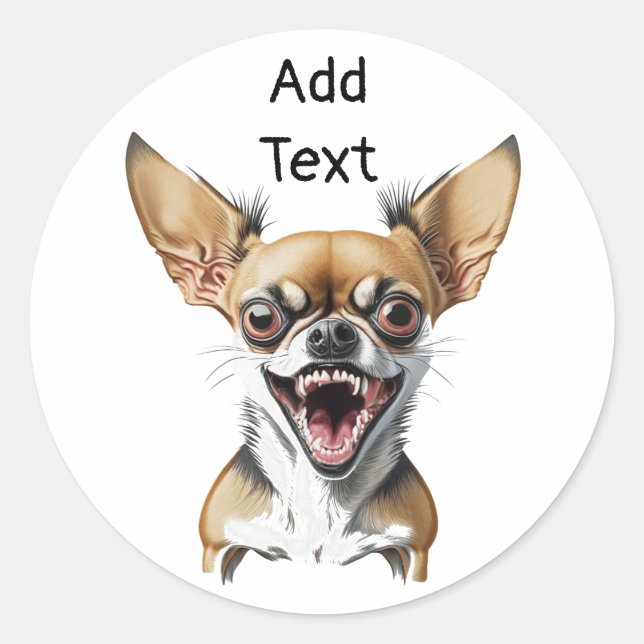 Sticker Rond Chihuahua moyen personnalisé | Chiens amusants (Devant)