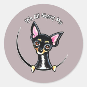 Sticker Rond Chihuahua noir lisse Tan