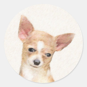 Sticker Rond Chihuahua Peinture - Cute Original Chien Art