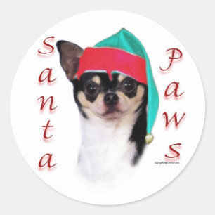 Sticker Rond Chihuahua Père Noël Paws