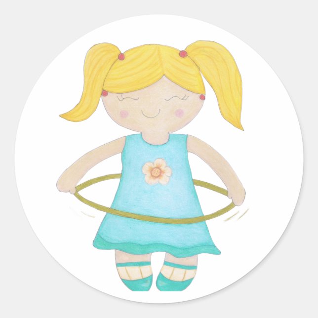 Sticker Rond Child playing with a hula hoop (Devant)