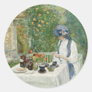 Sticker Rond Childe Hassam - Jardin de thé français