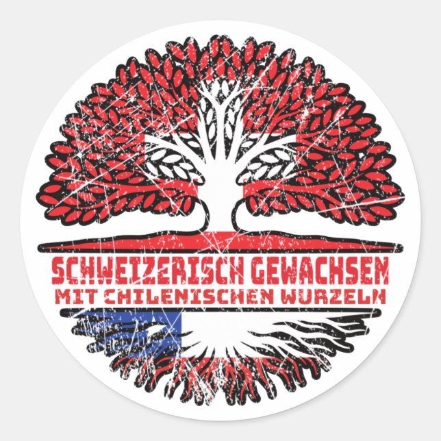 Sticker Rond Chili Chilenisch Schweizer Schweiz Baum Wurzel (Devant)