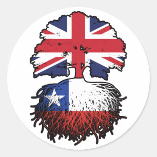 Sticker Rond Chili Chili Royaume-Uni Drapeau des racines d'arbr