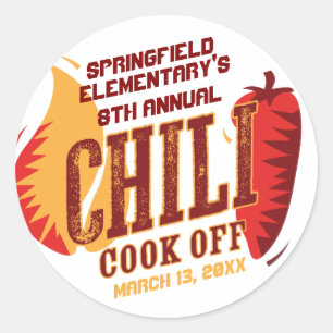Sticker Rond Chili Cook   Concours BBQ Cookout