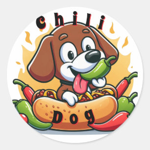 Sticker Rond Chili Dog World best !